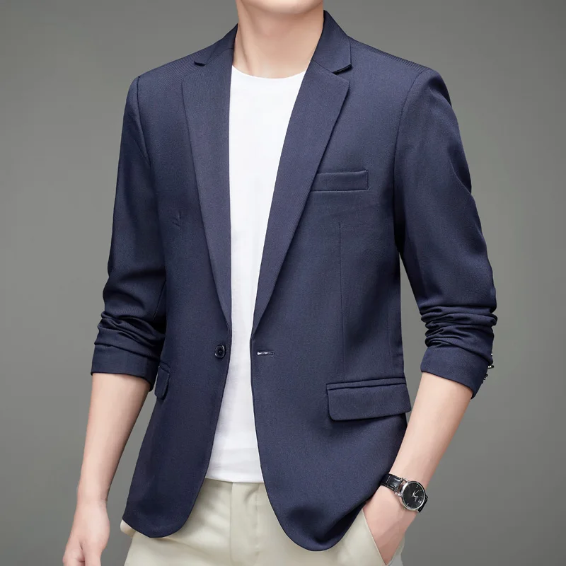 

Новый классический однотонный Блейзер, мужской костюм, Корейская версия, куртка, повседневные облегающие пальто, мужская деловая модная одежда