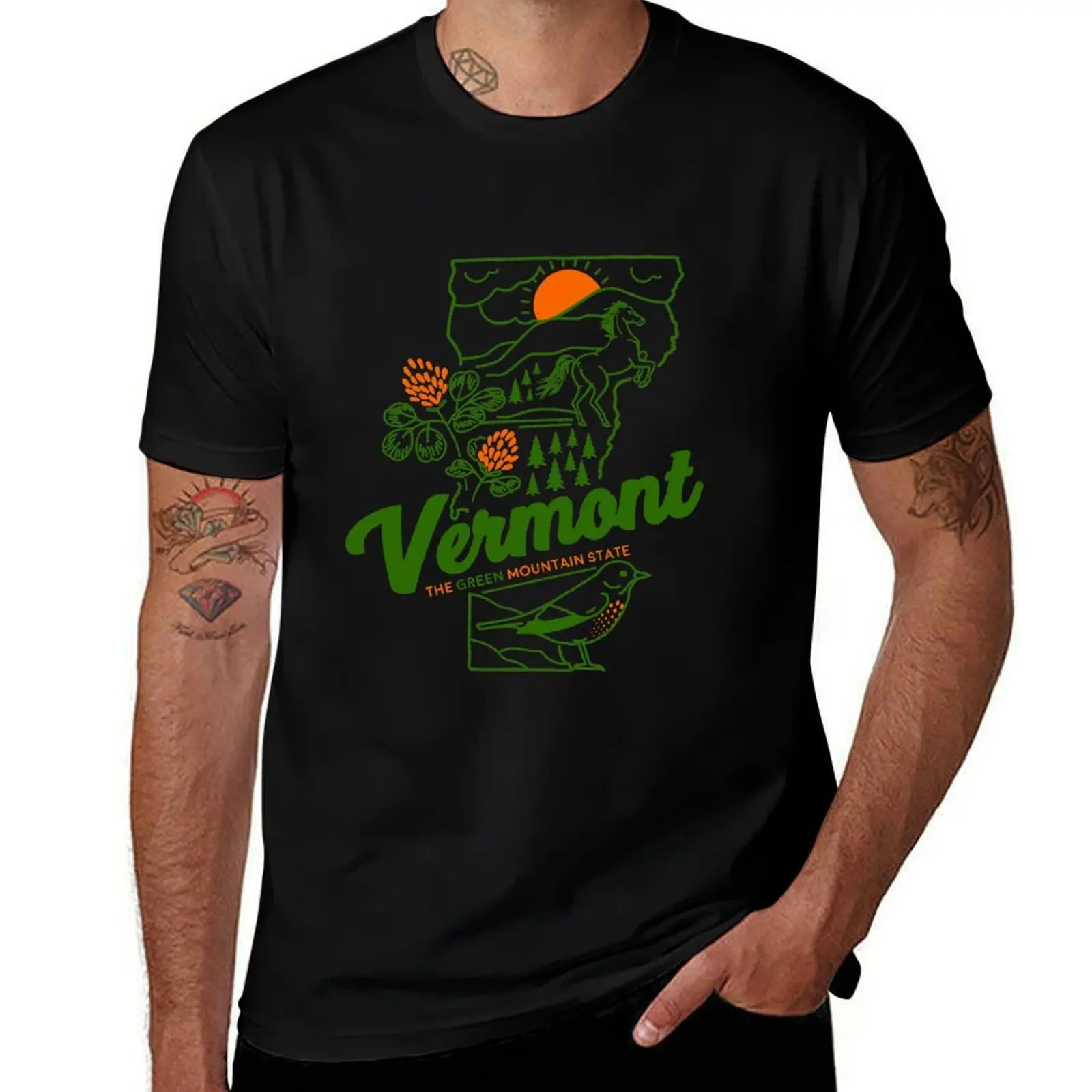 Фото Винтажная футболка Vermont, легкая футболка с принтом №1