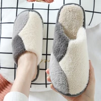 women house slippers soft striped indoor mute cotton shoes non slip slippers warm plush unisex home floor slipper winter shoes