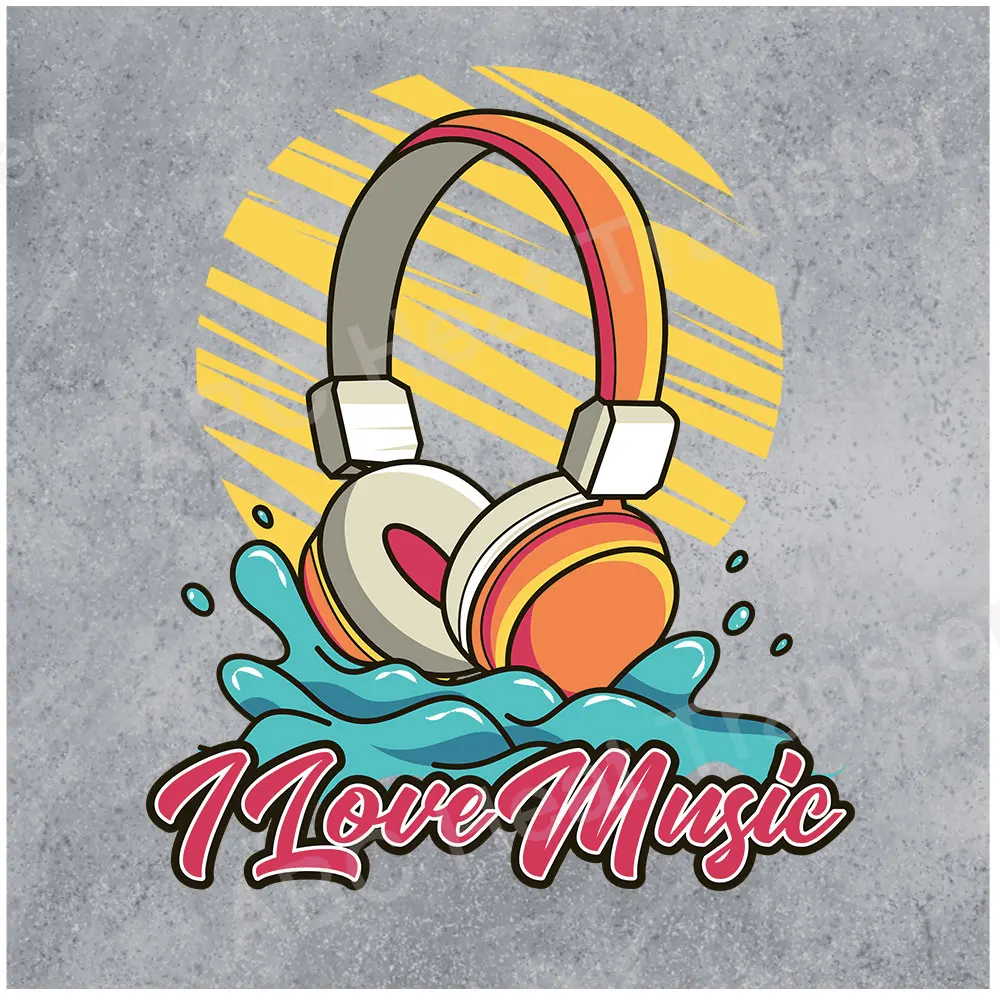 

I Love Music Thermal Stickers Earphone Iron On Transfer Patch Badge Heat Vinyl Transfer For Clothes T shirt Washable DIY Decals