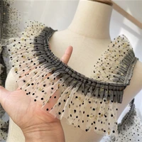 best small dots double layer inter color pleated lace fabric diy collar corsage fluffy sleeves skirt trimming sewing decoration