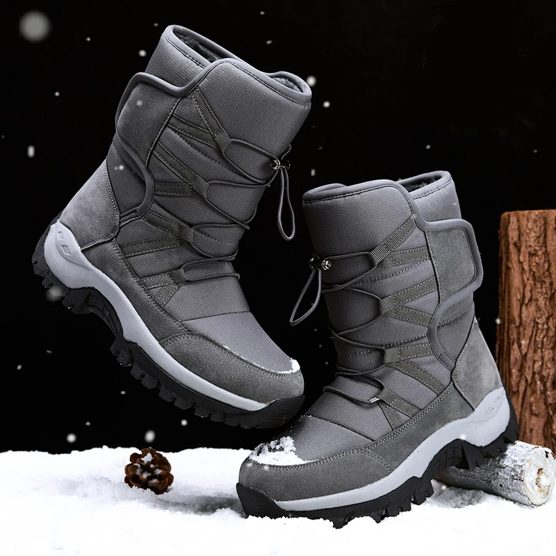 Women Winter Mens Boots Couple Rain Snow Boot New Plus Velvet Warm Side Zipper Outdoor Casual Short Resistance Men Cotton Shoes
