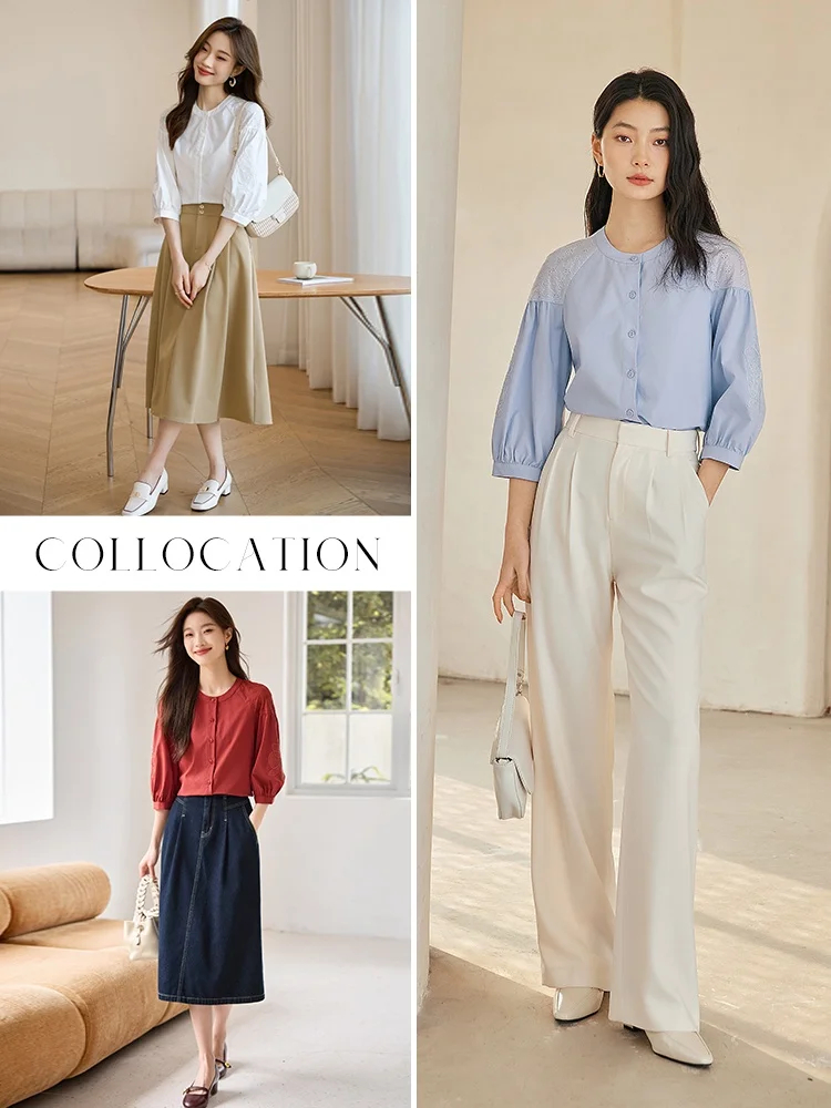 Xiworld красная французская рубашка с рукавом три четверти женская ранняя осень 2024