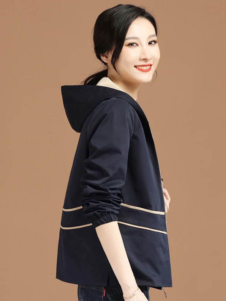 

Женские куртки HCXR 2023 осенние повседневные свободные женские топы с капюшоном и длинным рукавом