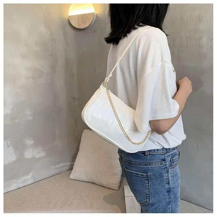 

2022 New Arrival Ladies Shoulder Tote Multifunctional Small Crocodile Pattern PU Leather Bag Luxury Solid Color Tote Bag