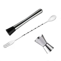 stainless steel cocktail muddler mixing spoon jigger set bar tool set for bar party wine cocktail drink shaker