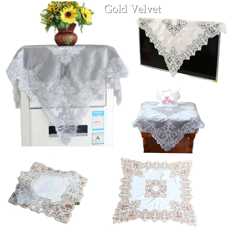 TOP lace gold velvet table place mat pad cloth embroidery cup tea doily coaster Christmas placemat wedding kitchen Accessory