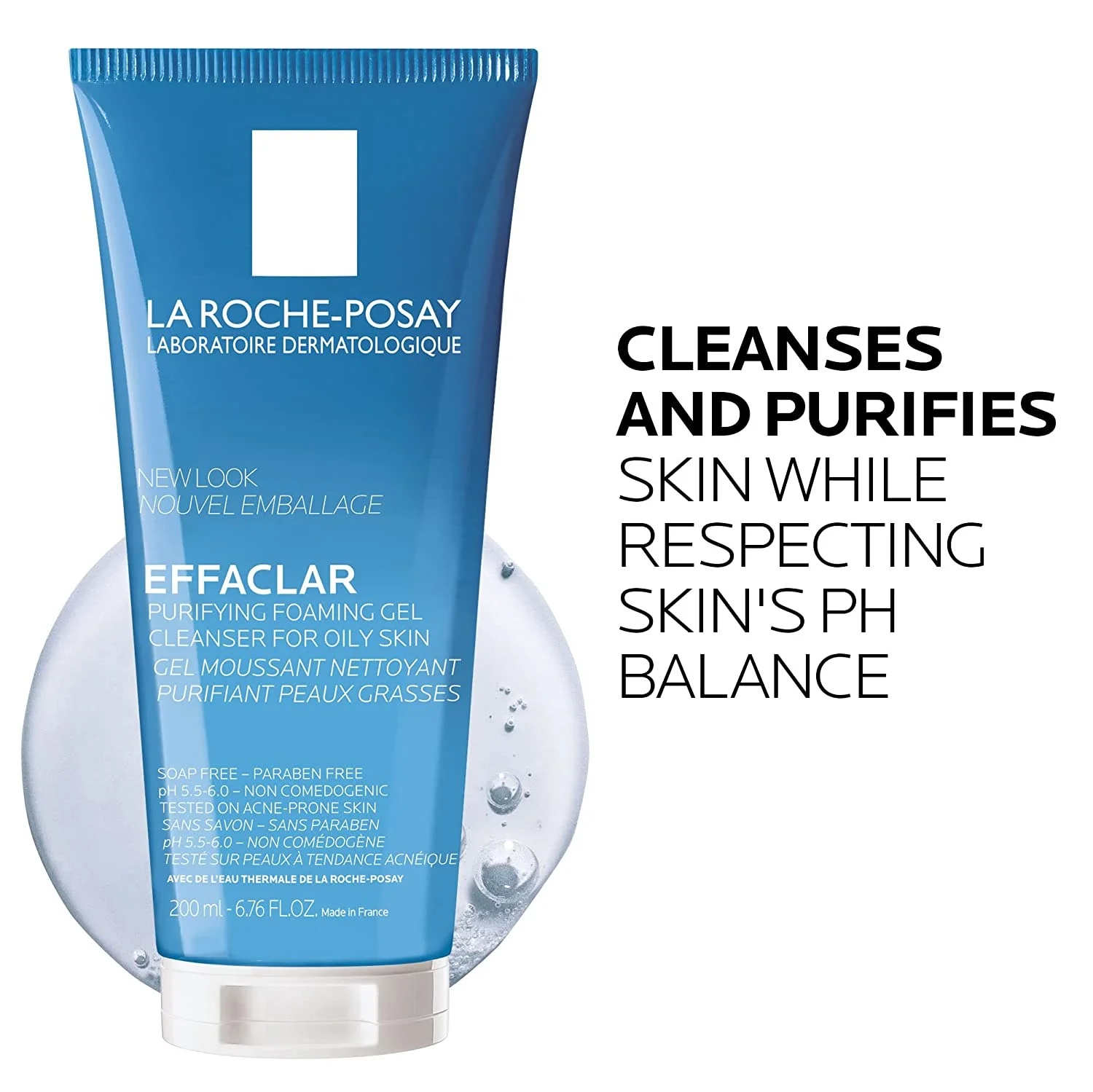 

La Roche-Posay Effaclar Purifying Foaming Gel Cleanser Moisturizing Face Wash Pores Cleaning Oil Free For Sensitive Skin 200ml