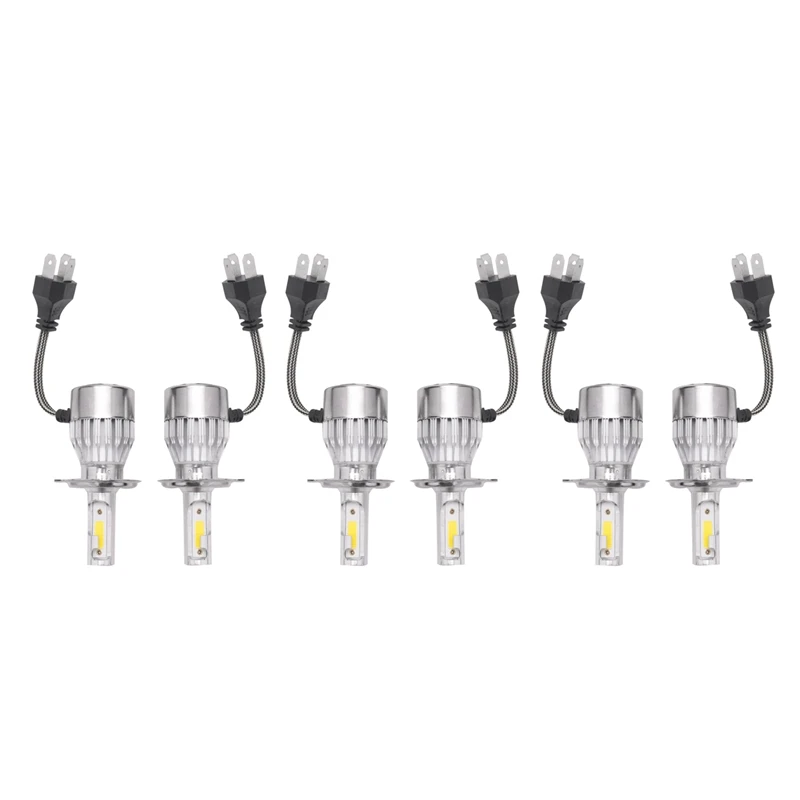 

New 6Pcs C6 LED Car Headlight Kit COB H4 36W 7600LM White Light Bulbs