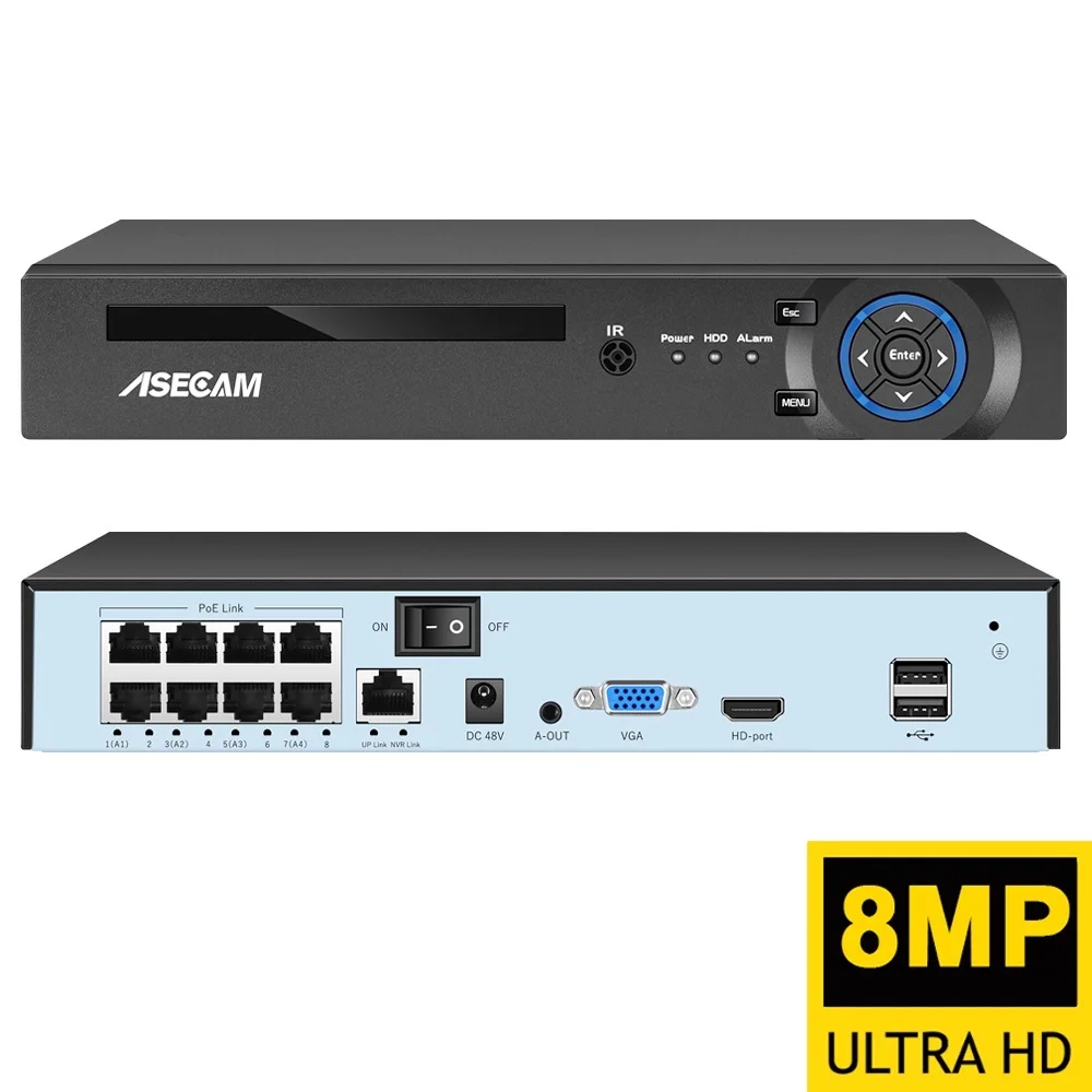 

8MP H.265 POE NVR Video Recorder IP Camera CCTV System ONVIF Network Face Detect P2P Video Surveillance Camera