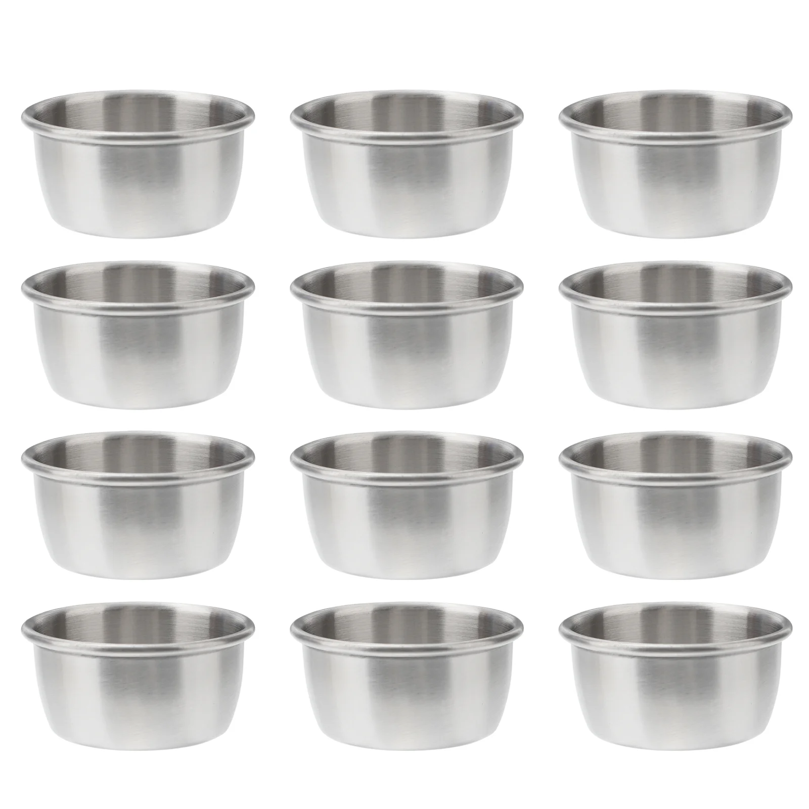 

12 Pcs Round Condiment Cups Dipping Dish Mini Plates Small Metal Appetizer Sauce Side Dishes Saucer Bowl Serving Bowls Snacks