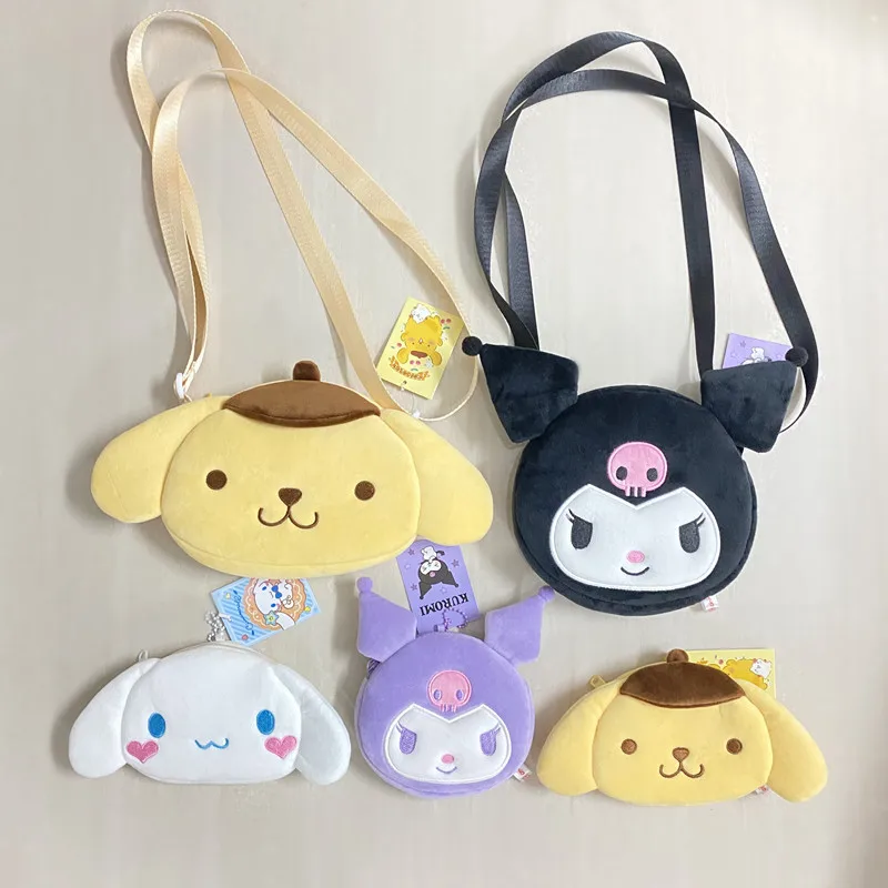 

Kawaii Sanrio Cartoon Hellokittys Cinnamoroll Purse Parent-Child Messenger Bag Cute Boy Girl Children Plush Coin Purse Gift