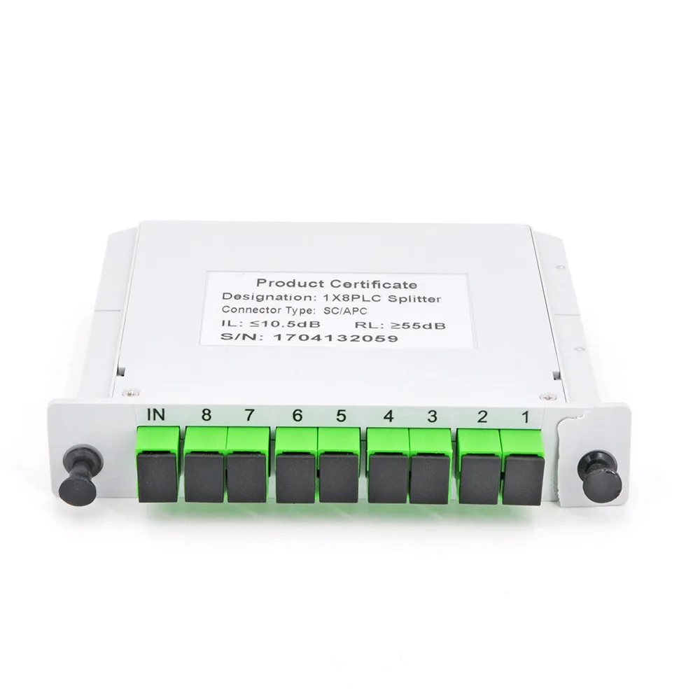 SC APC PLC 1X8 Fiber Optic FTTH Splitter Box PLC Splitter box Insert sheet Type Fiber Optical Coupler Splitter