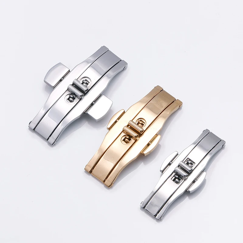 

Watch Accessories Double Push Automatic Butterfly Watchband Buckle Steel Folding Clasp Metal Men Women Watch Button 4mm 5mm 6mm