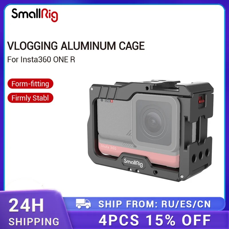 

SmallRig Vlogging Aluminum Cage for Insta360 ONE R Vlog Camera Cage With Cold Shoe Mount Vlogging Camera Tripod Support Rig 2798
