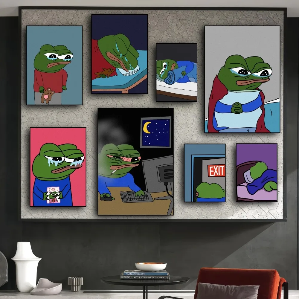 Плакат с грустной лягушкой Pepe принты настенные картины гостиная украшение для