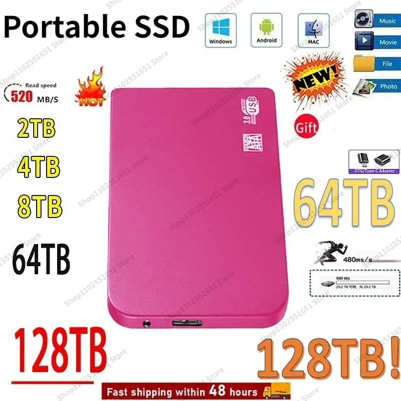 

Portable External Hard Drive 128tb 64TB 8TB USB 3.0 SSD Disco Duro Externo Interface Storage 2TB Type-C High Hard Disks Laptop