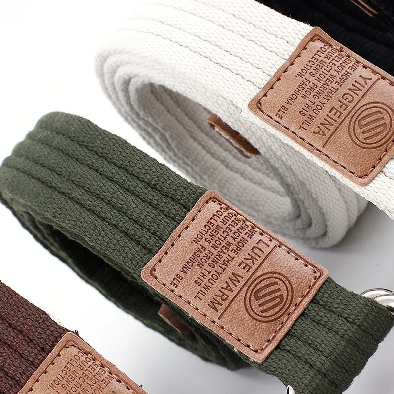 

Ремень холщовый унисекс, 120 см, с двойным кольцом-пряжкой