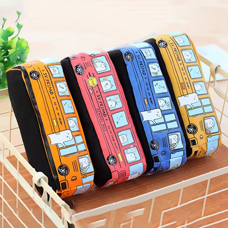 Симпатичный тканевый чехол для карандашей в автобусе школьный пенал большой