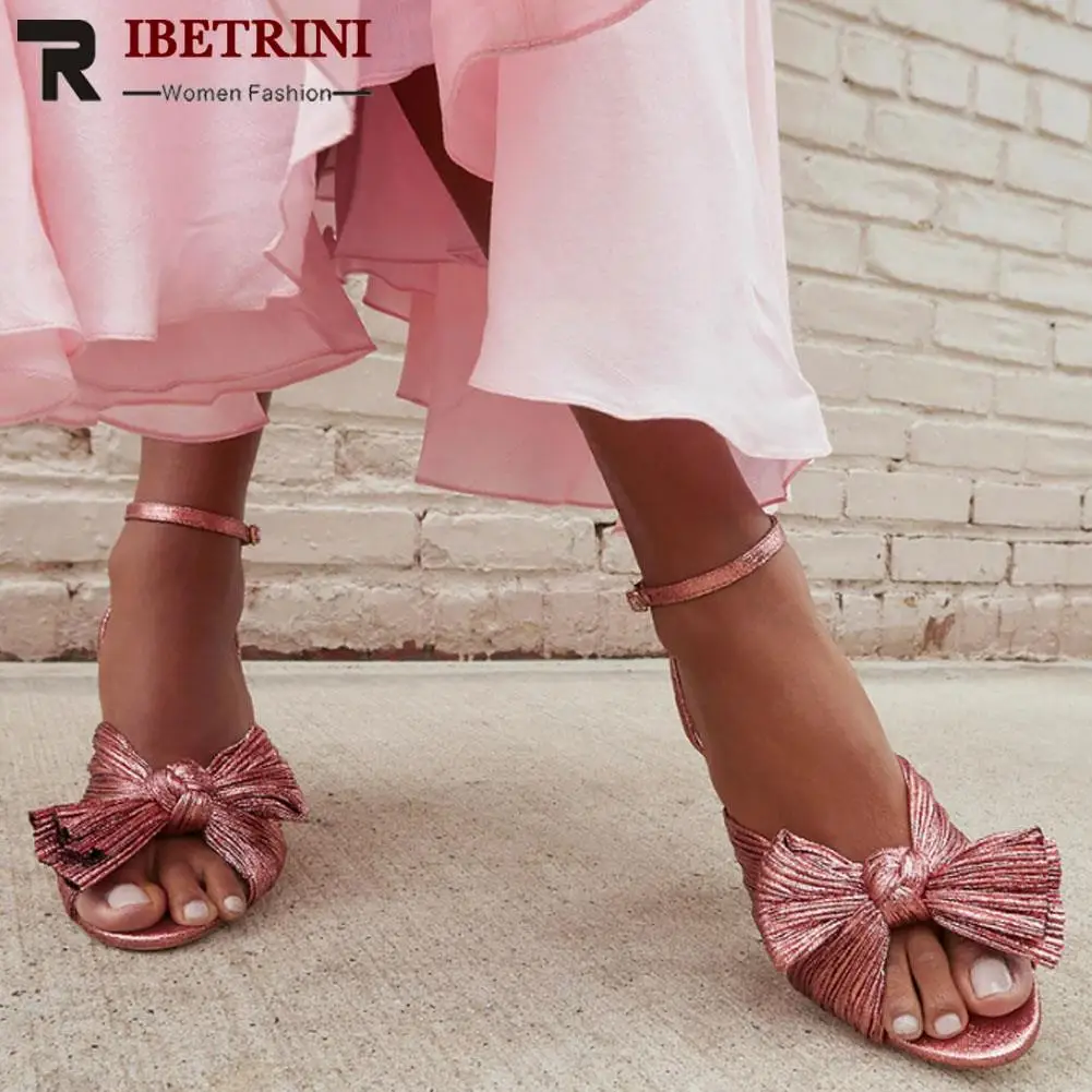ankle strap sandals for women bow knot open toe wedding shoes hot sale 2022 summer brand new chunky heel elegant luxury comfy free global shipping