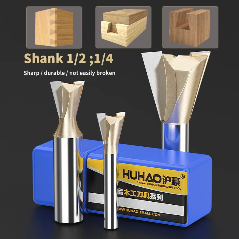 

HUHAO Shank 12.7mm Dovetail Joint Router Bits for Wood Tungsten Milling Cutter Woodworking cnc Engraving Bits Carpentry Tools