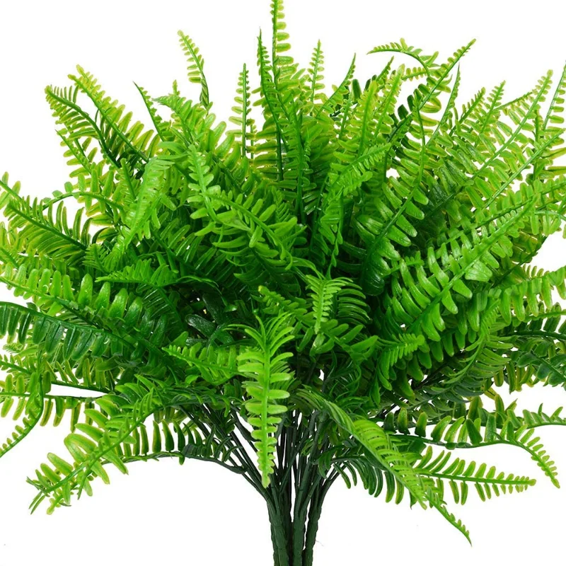 

2pcs Forks Artificial Plants Persian Leaf Plastic Ferns Green Leaves Wedding Home Room Table Background Fake Plant Floral Decor