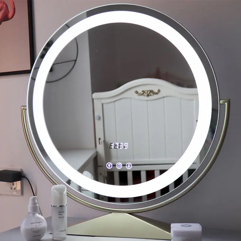 

Modern Round Decorative Mirror Table Led Light Vanity Dressing Makeup Decorative Mirror Flexible Decorazioni Casa Room Decor