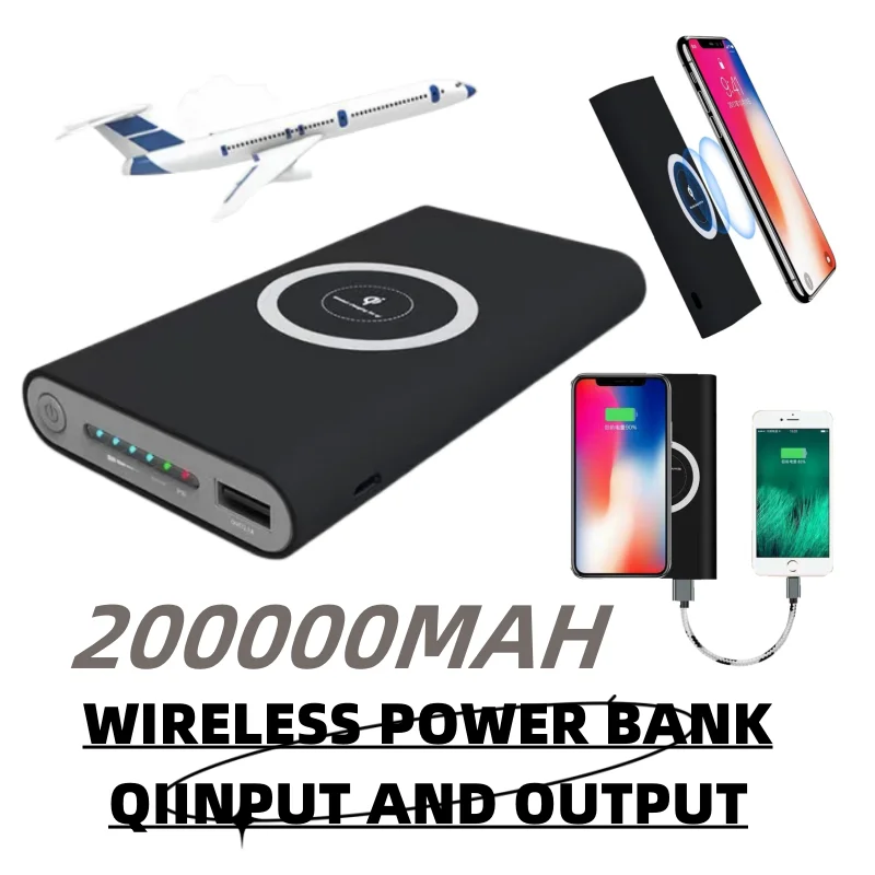 

200000mAh Wireless Power Bank Two-way Fast Charging Powerbank Portable Charger type-c External Battery for iPhone。Li-polymer