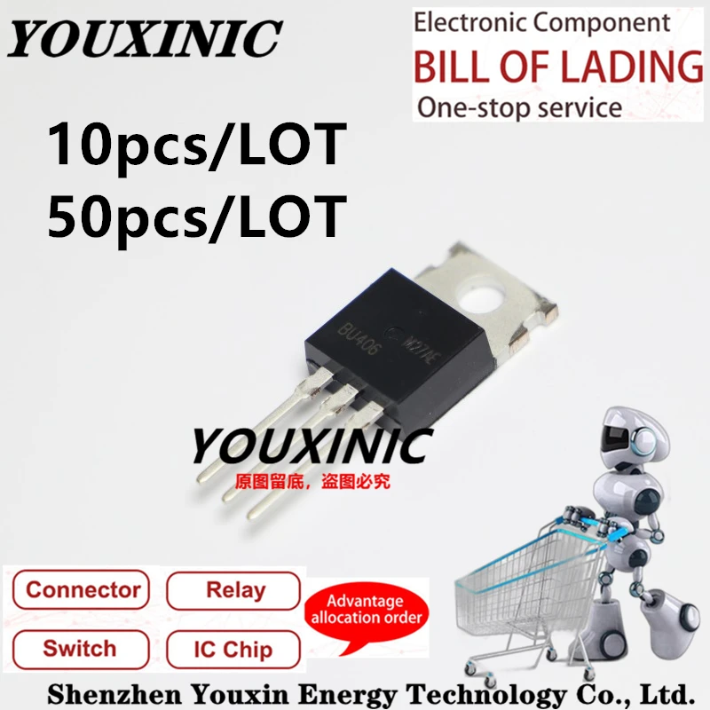 

YOUXINIC 2022 + 100 новая импортная оригинальная переключающая трубка высокого напряжения BU406 BU406TU TO-220 7A 200V