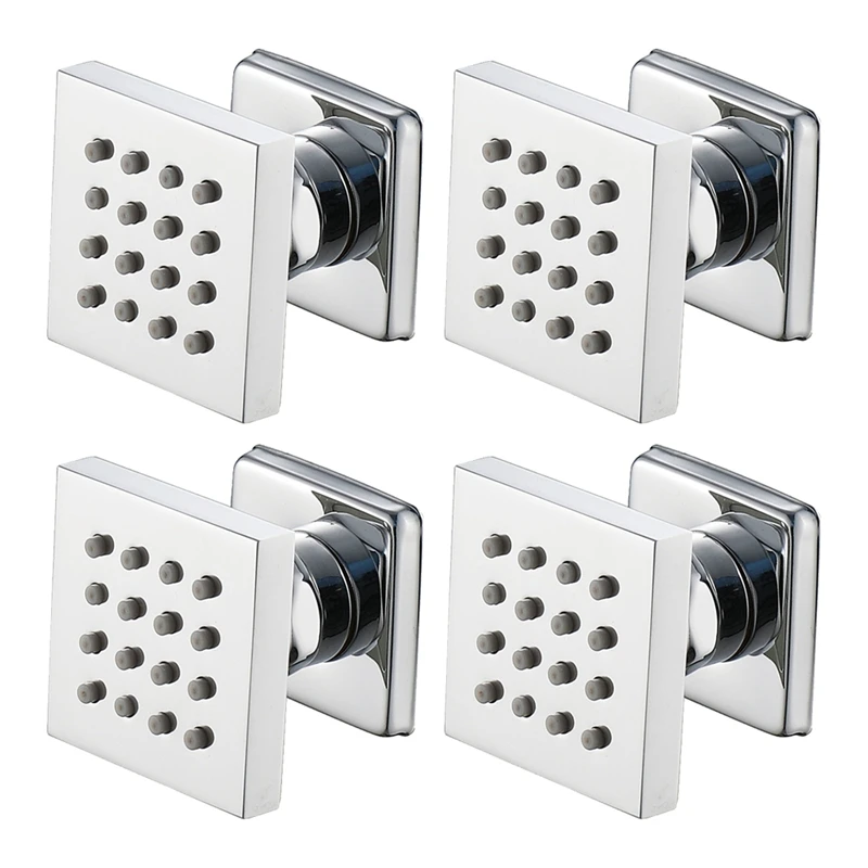 

Brass Shower Body Sprays Massage Spa Side Sprayer Jets In Wall Mounted Shower Set, Square Chrome Finish, 4PCS
