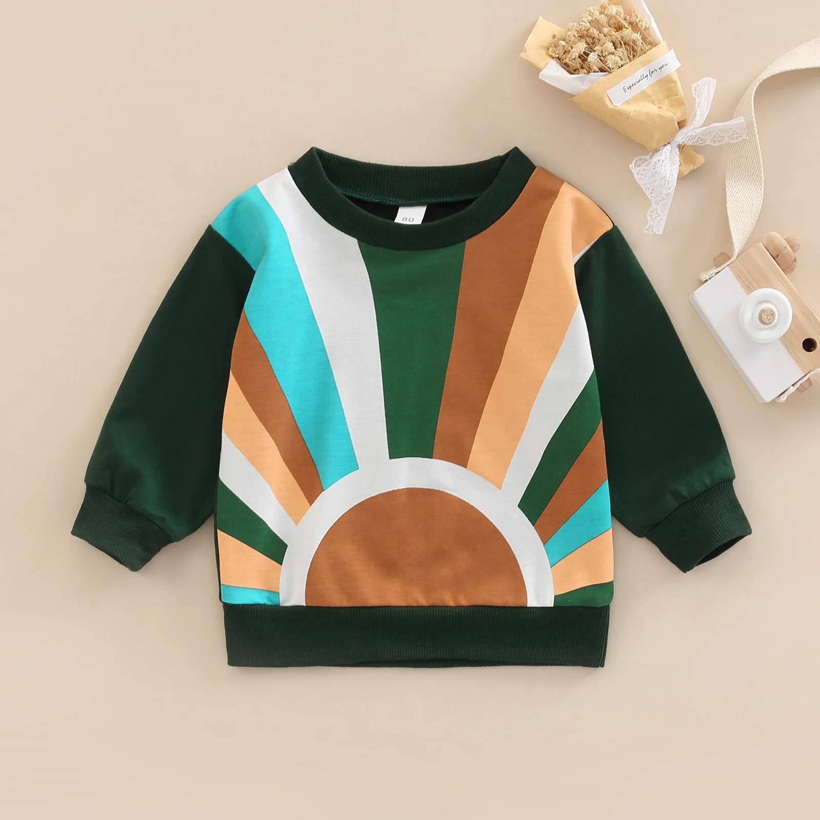 

TR New Autumn Kids Girls Boys Fall Sweatshirt Print Long Sleeve Pullover Tops Fall Clothes