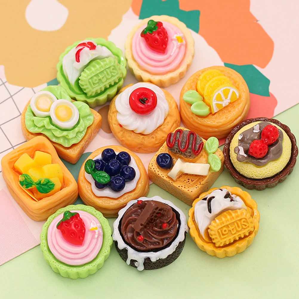 

Miniature Food Doll House Cake Models Trays Fake Dessert Mixed Style Toys Cakes Bread Desserts Snacks Resin Decors