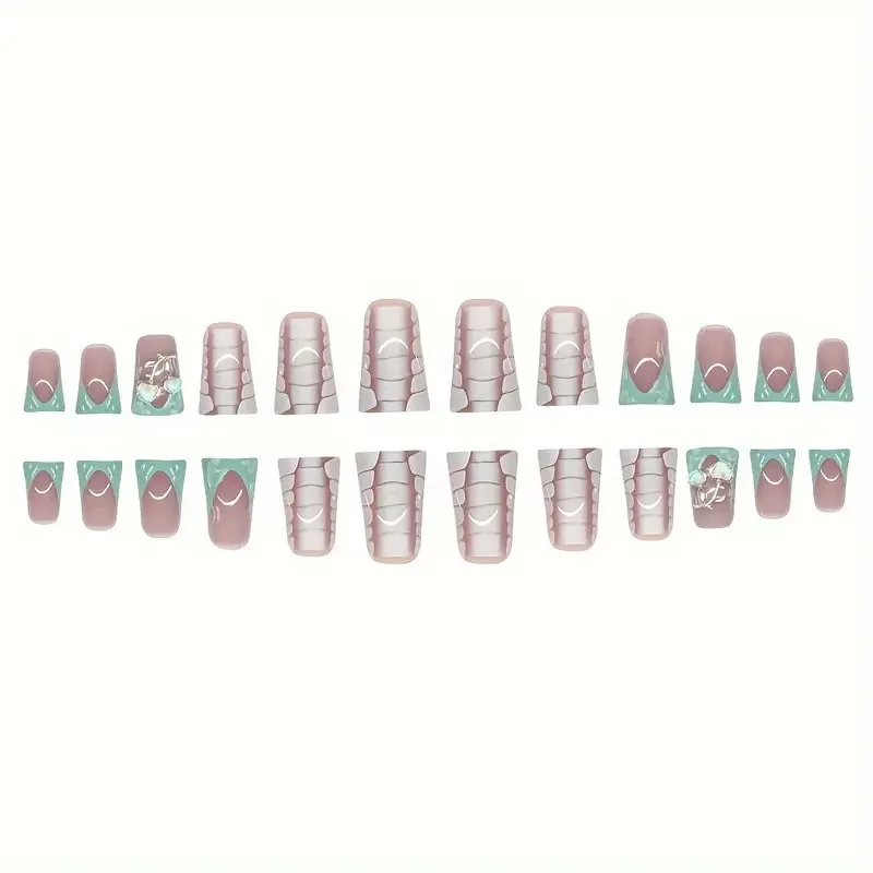 24 шт. Y2K утконос французские накладные ногти 3D Аврора вишневый декор крутые