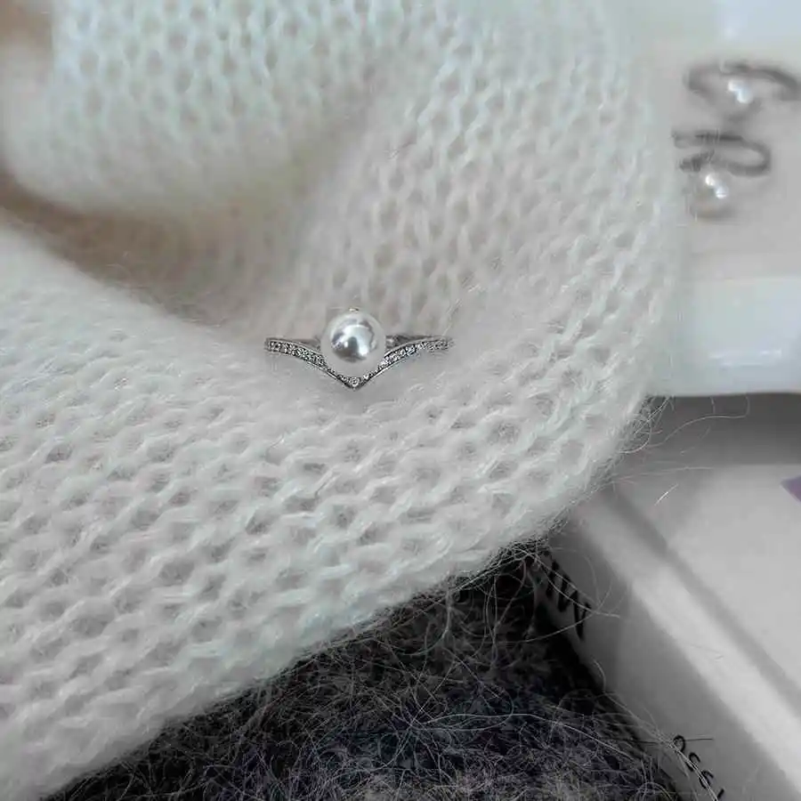 925 Silver Pearl Ring Women's Cold Sle Design Unique Light Luxury High Sense Proposal Index Finger