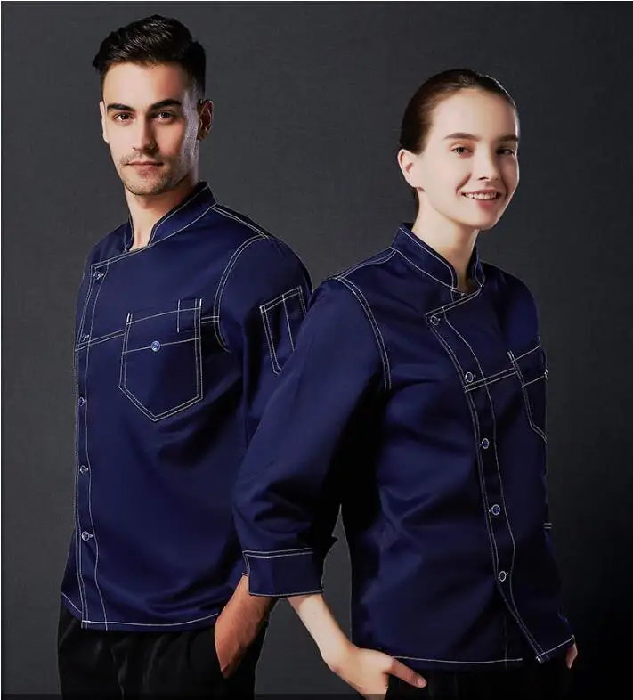 

Long Sleeve Restaurant Chef Uniform Men Jacket Thick Autumn Work Tops