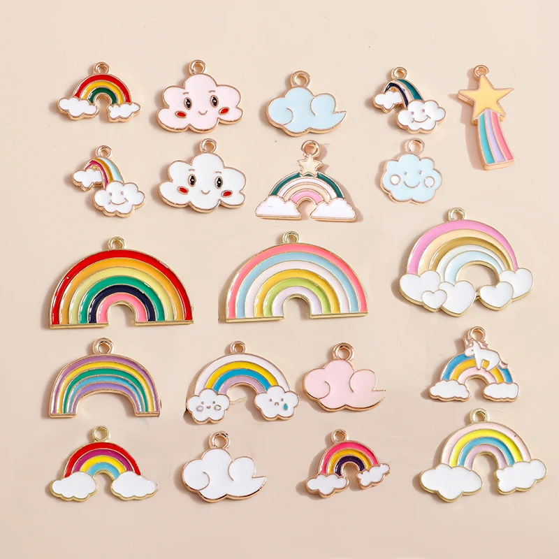 

10pcs Enamel Cute Star Cloud Rainbow Charms Pendants for DIY Bracelet Necklace Earrings Jewelry Making Accessories