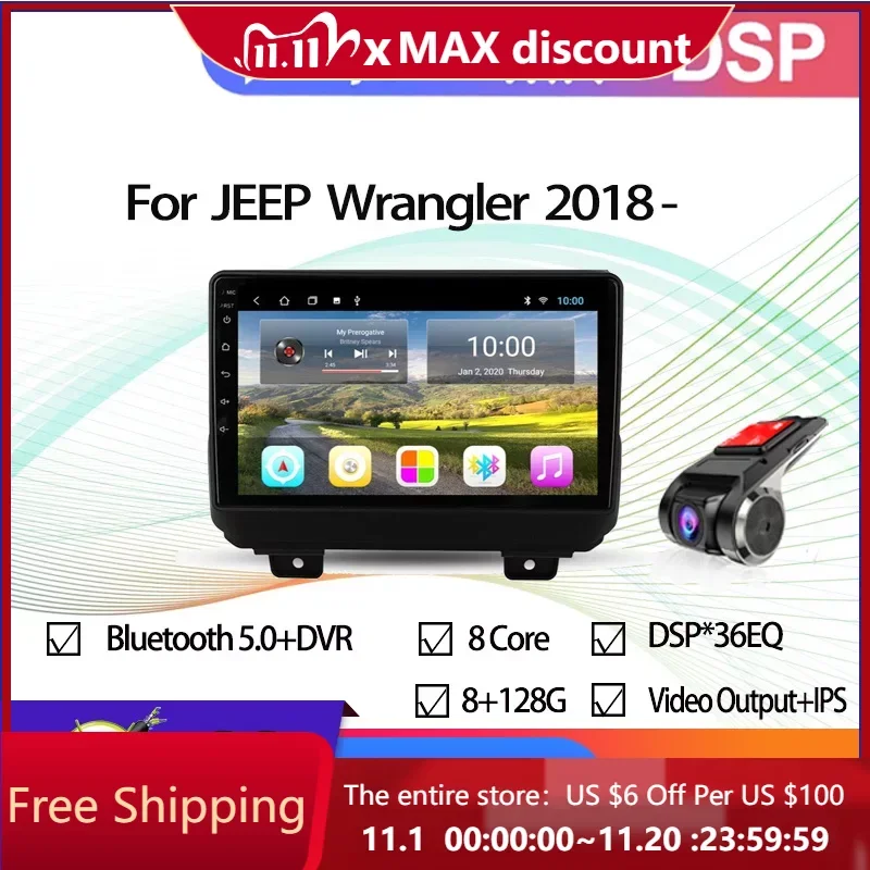 

Android Car GPS Navigation For JEEP Wrangler 2018- Car Radio Player With Wifi 4G AHD DSP Mirror Link Backup Camera