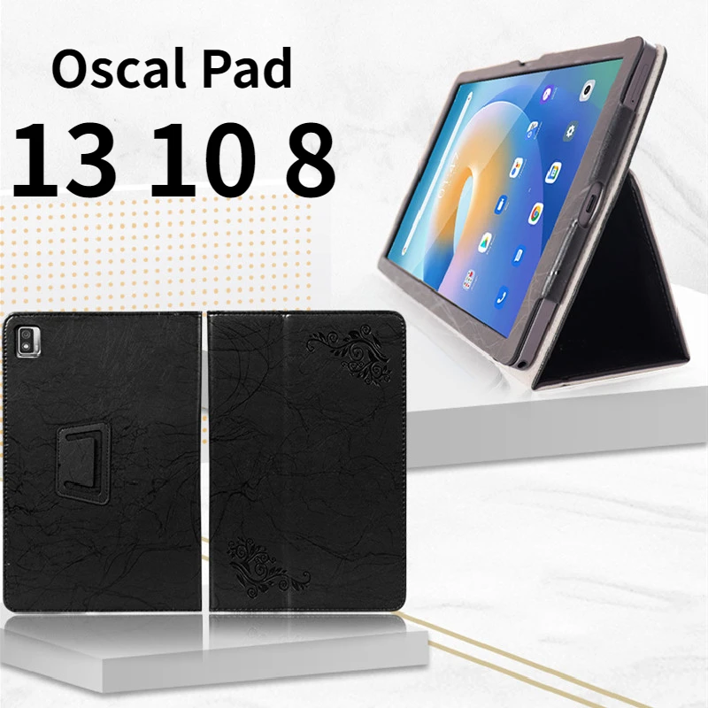 

Embossed Funda For Blackview Oscal Pad 13 10 8 10.1" Tablet PC Magnetic Cover Case with Hand Strap