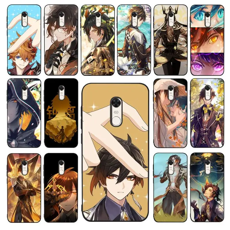 

YNDFCNB Zhongli Genshin Impact Phone Case for Redmi 5 6 7 8 9 A 5plus K20 4X 6 cover