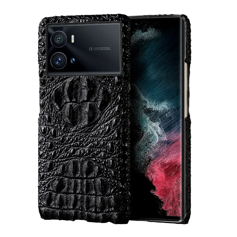 

New Luxury Genuinnew Genuine Leather Luxury 3d Crocodile Head Phone Case For Vivo Iqoo 9 8 7 5 Iqoo9 Iqoo8 Pro Iqoo7 Cover Case