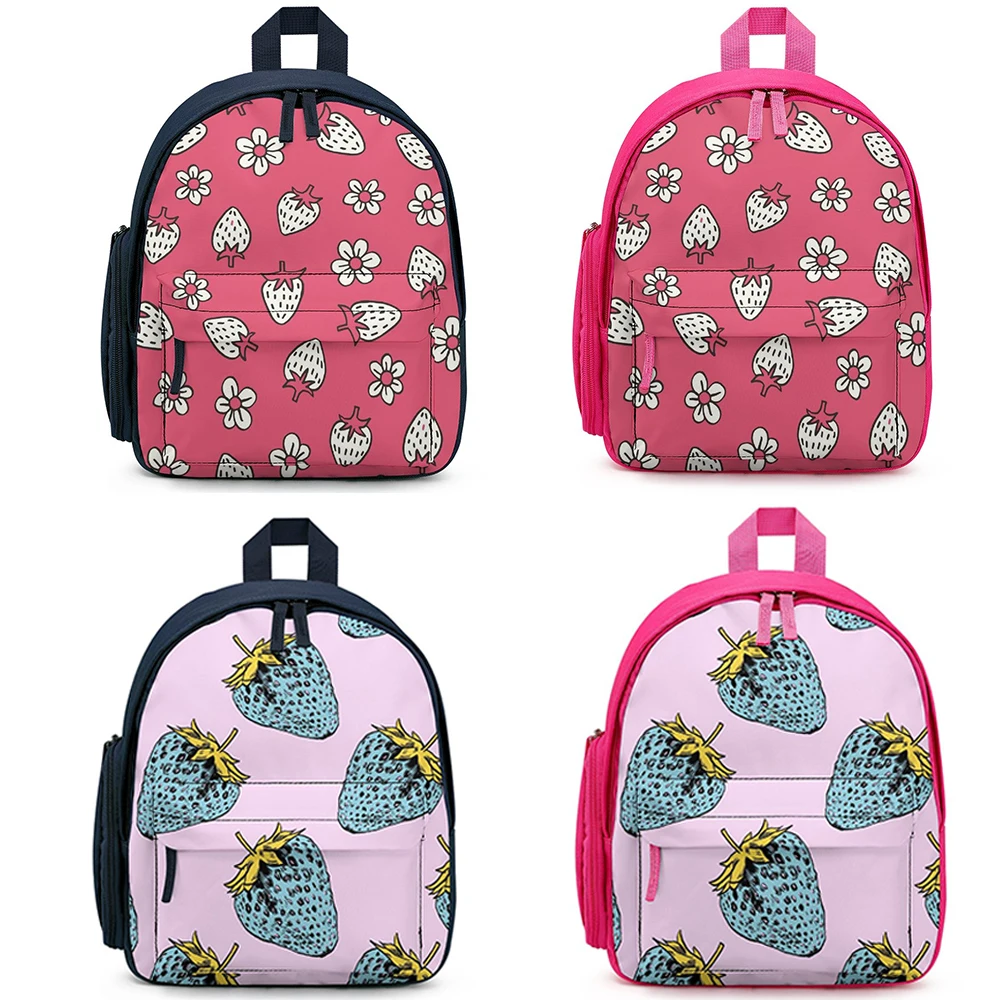 Strawberry Print Backpack Child Customize Boys and Girls Student School Bags Large Capacity Custom Print Backbags for Travel