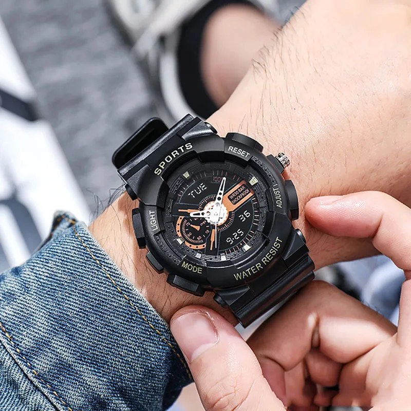 Часы наручные мужские/женские кварцевые с хронографом и цифровым украшением |