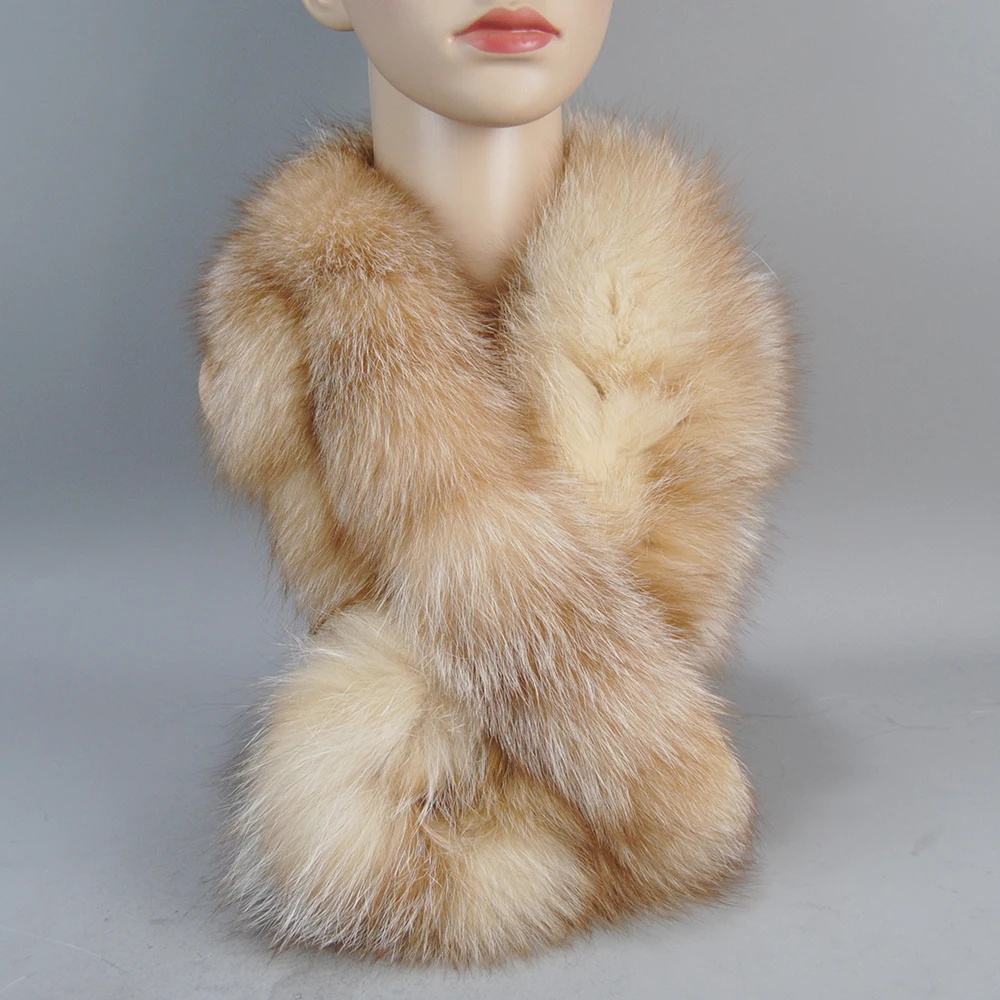 Новый стиль женский шарф из натурального лисьего меха для девочек зимний теплый