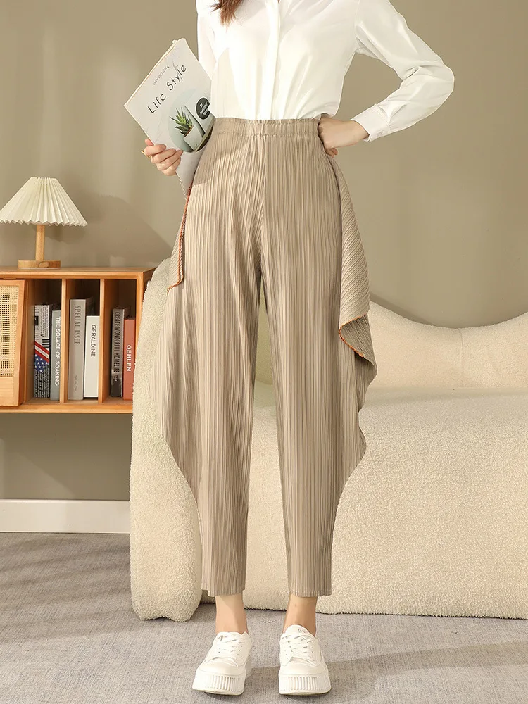 

New high-waisted straight tube design smoke-sensitive pipe pants Spring and Autumn style cropped pants Slim women's Haren pants