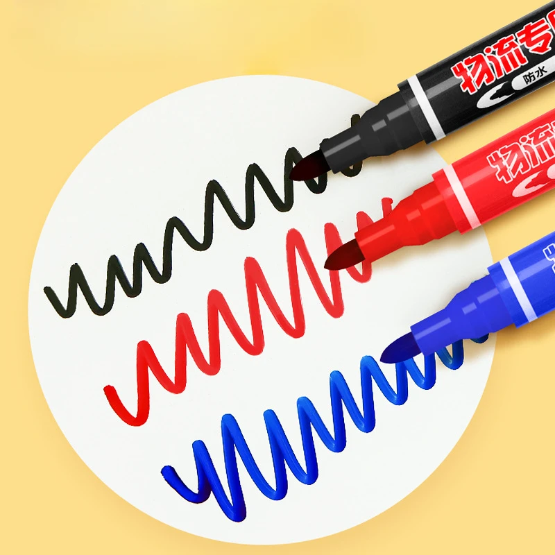 10pcs Blue Red Black Big Head Pen 6MM Round Head Oily Quick-