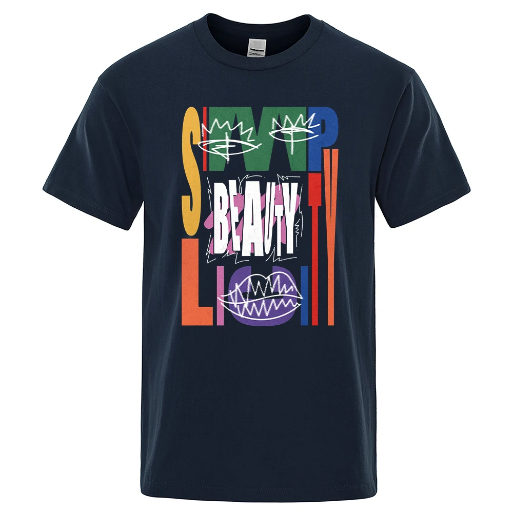 

There Is Beauty In Simplicity Print Tops Man Casual Tee Clothes T-Shirts Crewneck Summer T-Shirt Sweat Cotton Loose Mens T Shirt