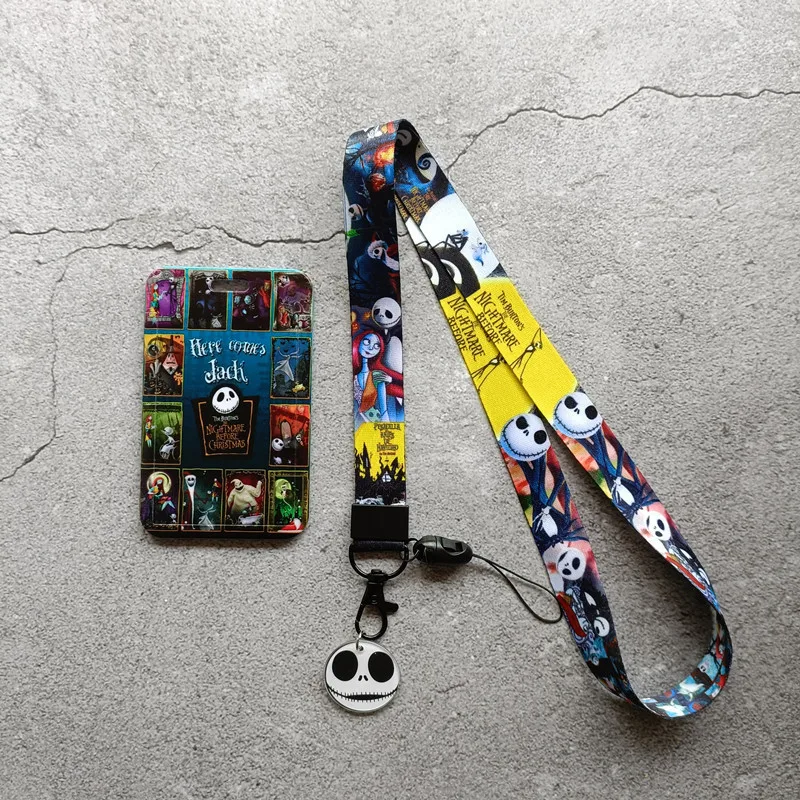 Nightmare Before Christmas Anime Cartoon Figures Jack Card Holder Lanyard Student ID Credit Card Cover Pass Keychain Accessories images - 6