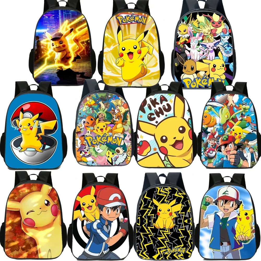 

Pokemon Kids School Backpack Storage Bag Kawaii Pikachu Anime Figures Student Big Capacity Travel Bag Boy And Girl Toys Gifts