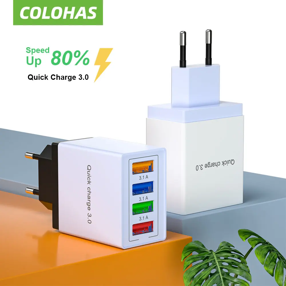 

5pcs/Lot USB Charger 4 Ports USB QC3.0 Quick Charger EU Plug Wall Adapter For Samsung IPhone 12 Pro Max 11 Pro Drop Shipping
