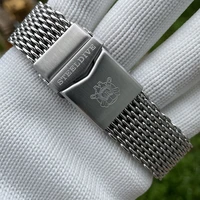 sk001 new arrrival 22mm silver color stainless steel shark mesh band with folding buckle with safety for steeldive watches